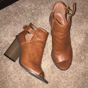 Brown leather booties